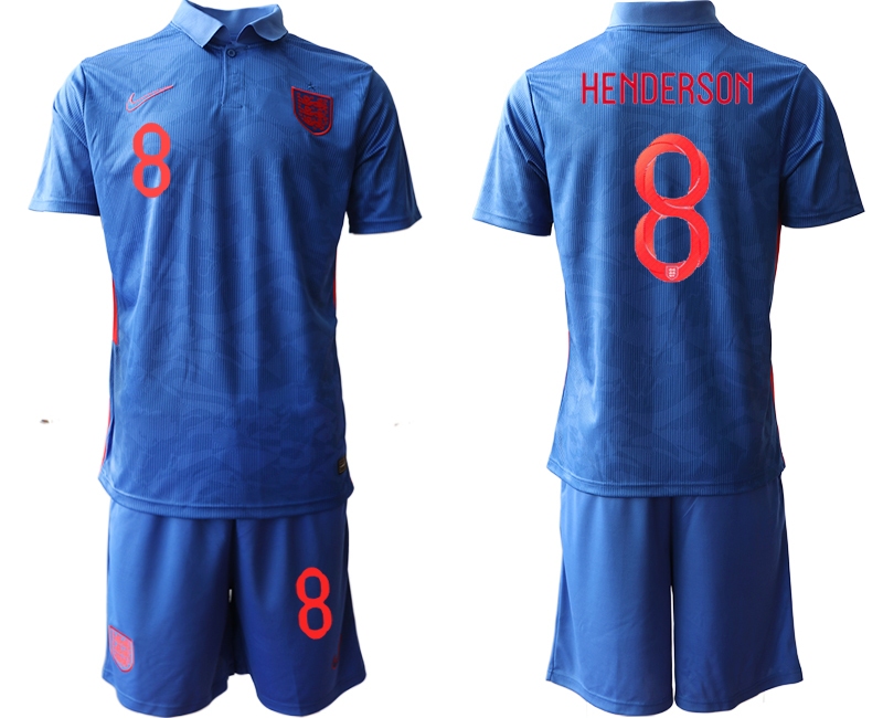 Men 2021 European Cup England away blue #8 Soccer Jersey->england jersey->Soccer Country Jersey